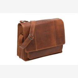 Cykeltaske i �gte luksus l�der New Looxs Fellini 18 liter 40 x 15 x 32 cm - cognac brun