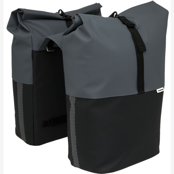 Dobbelt cykeltaske New Looxs Nyborg 34 liter - 30 x 17 x 37cm (x2) - mrkegr/sort