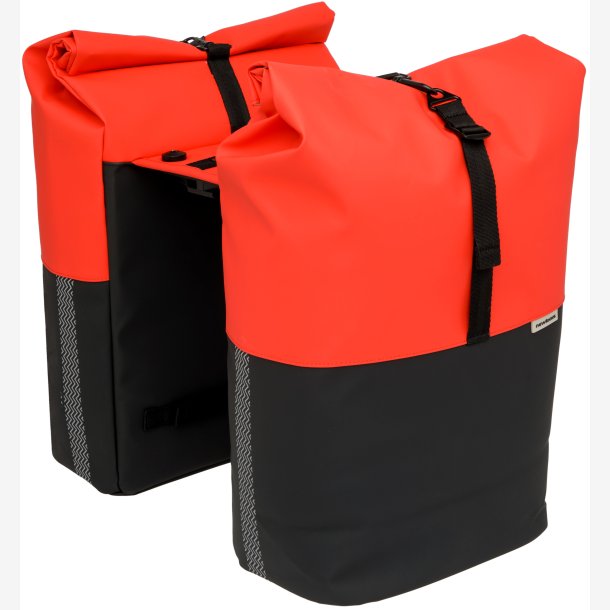 Dobbelt cykeltaske New Looxs Nyborg MIK 34 liter - 30 x 17 x 37cm (x2) - rd/sort