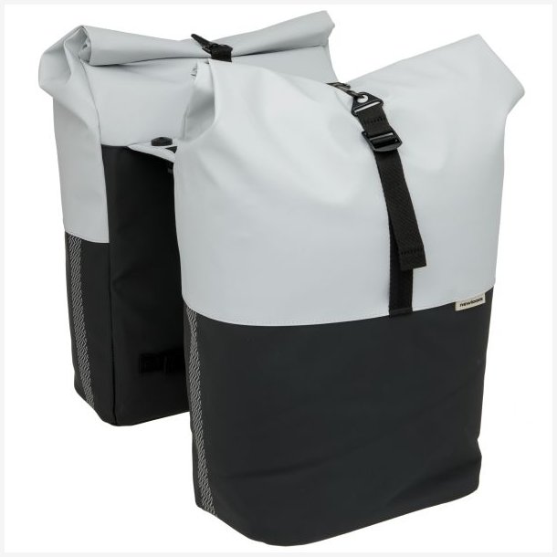 Dobbelt cykeltaske New Looxs Nyborg MIK 34 liter - 30 x 17 x 37cm (x2) - lysegr/sort