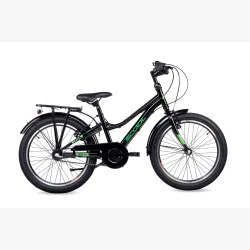 S'COOL troX 20-N3 20" MTB b�rnecykel med 3-gear, fodbremse - sort/neon gr�n