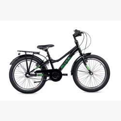 S'COOL troX 20-N3 20" MTB b�rnecykel med 3-gear, fodbremse - sort/neon gr�n