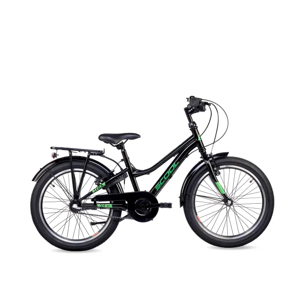 S'COOL troX 20-N3 20" MTB b�rnecykel med 3-gear, fodbremse - sort/neon gr�n