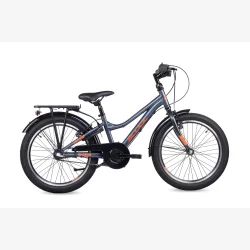 S'COOL troX 20-N3 20" MTB b�rnecykel med 3-gear, fodbremse - m�rkegr�/orange
