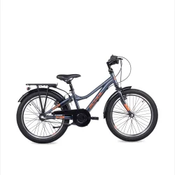 S'COOL troX 20-N3 20" MTB b�rnecykel med 3-gear, fodbremse - m�rkegr�/orange