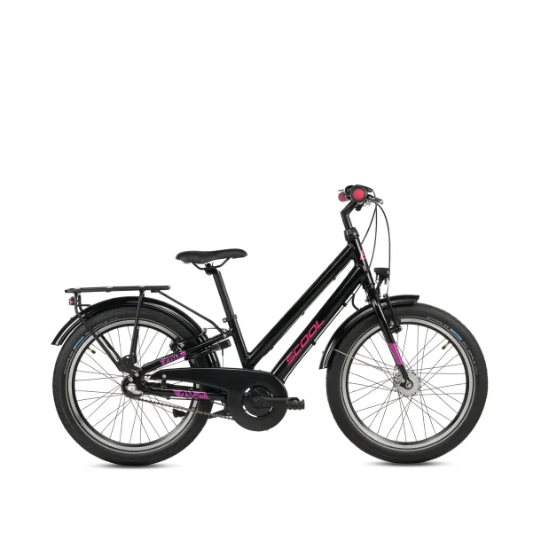 S'COOL chiX Pro 20" � letv�gtscykel med 3 gear, fodbremse - sort/pink