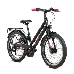 S'COOL chiX Pro K7 20" � letv�gtscykel med 7 gear, MIK-bagageb�rer - sort/pink