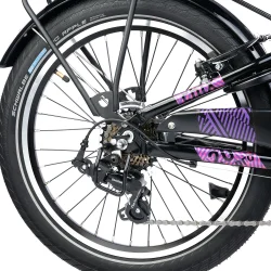 S'COOL chiX Pro K7 20" � letv�gtscykel med 7 gear, MIK-bagageb�rer - sort/pink