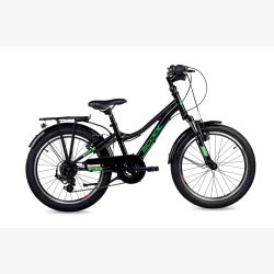 S'COOL troX 20-K6 20" MTB b�rnecykel med 6-gear - sort/neon gr�n