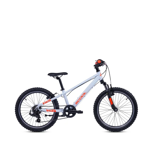 S'COOL Xroc 20-K7 20" junior MTB cykel i aluminium med 7 gear - lysegr�/orange