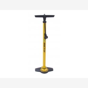 High pressure floorpump with gauge Beto steel with duo head - yellow