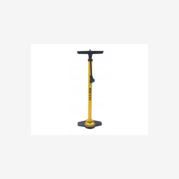High pressure floorpump with gauge Beto steel with duo head - yellow