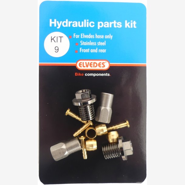 Hydro parts kit 9 Elvedes M9 flange bolt with M8 stainless steel parts for front and rear Bremses (blister)