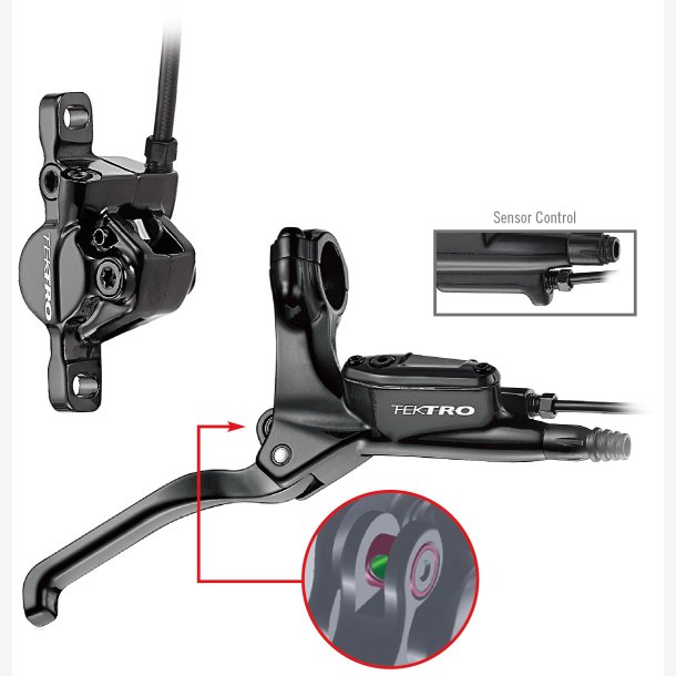 Hydraulic disc Bremse set Tektro HD-E350 E-Cykel with Bremse sensor right, incl. 180 cm hose