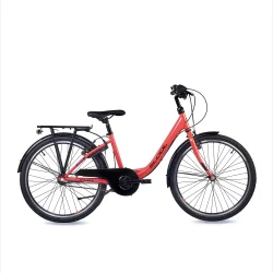 ChiX Wave 24" b�rnecykel med 3 gear og fodbremse - coralr�d