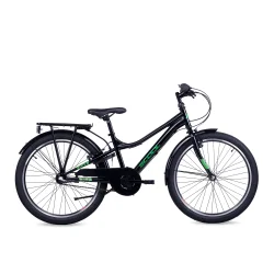 S'COOL troX 24-N3 24" drengecykel med 3 gear, fodbremse - sort/gr�n