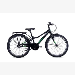 S'COOL troX 24-N3 24" drengecykel med 3 gear, fodbremse - sort/gr�n