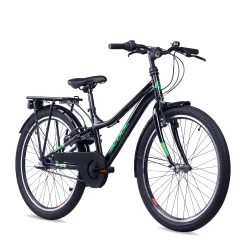 S'COOL troX 24-N3 24" drengecykel med 3 gear, fodbremse - sort/gr�n