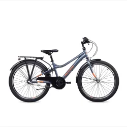 S'COOL troX 24-N3 24" drengecykel med 3 gear, fodbremse - m�rk bl�gr�/orange