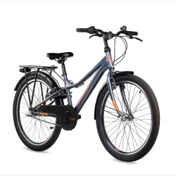 S'COOL troX 24-N3 24" drengecykel med 3 gear, fodbremse - m�rk bl�gr�/orange