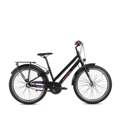 S'COOL chiX Pro 24-N3 24" juniorcykel med 3 gear, fodbremse - sort/pink