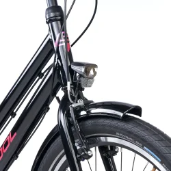 S'COOL chiX Pro 24-N3 24" juniorcykel med 3 gear, fodbremse - sort/pink