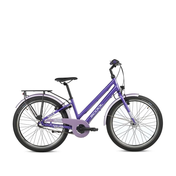 S'COOL chiX Pro 24-N3 24" juniorcykel med 3 gear, fodbremse - lilla/lavendel