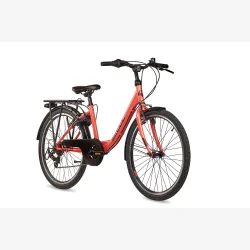 S'COOL ChiX 24-K6 24" b�rnecykel med 6 gear - koralr�d