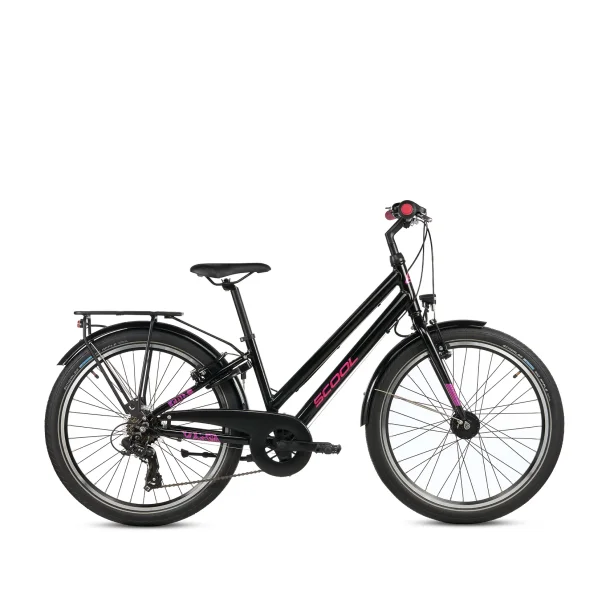 S'COOL chiX Pro 24-K7 24" juniorcykel med 7 gear - sort/pink
