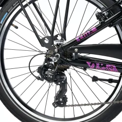 S'COOL chiX Pro 24-K7 24" juniorcykel med 7 gear - sort/pink