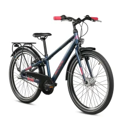 S'COOL troX Pro 24-N3 24" juniorcykel med 3 gear, fodbremse - m�rkebl�/pink