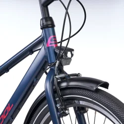 S'COOL troX Pro 24-N3 24" juniorcykel med 3 gear, fodbremse - m�rkebl�/pink