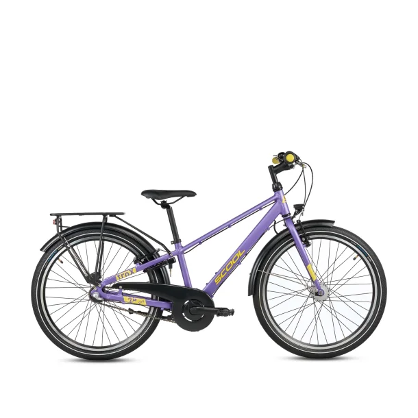 S'COOL troX Pro 24-N3 24" juniorcykel med 3 gear, fodbremse - lilla