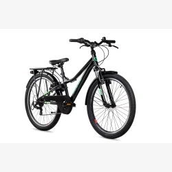 S'COOL troX 24-K6 24" drengecykel med 6 gear - sort/gr�n