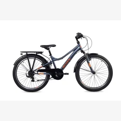 S'COOL troX 24-K6 24" drengecykel med 6 gear - m�rk bl�gr�/orange