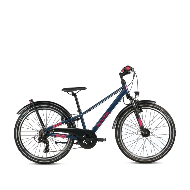 S'COOL troX Pro 24-K7 24" juniorcykel med 7 gear - m�rkebl�/pink