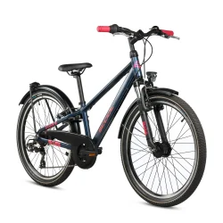 S'COOL troX Pro 24-K7 24" juniorcykel med 7 gear - m�rkebl�/pink