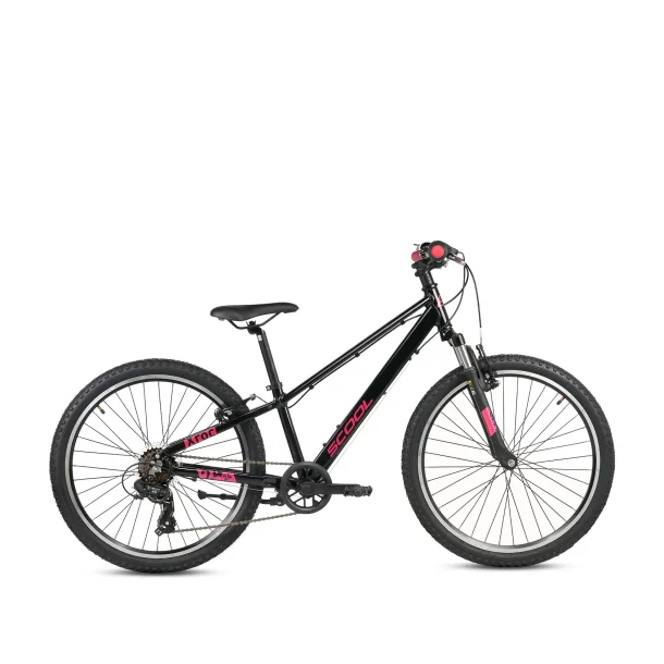 S'COOL Xroc Pro 24-K7 24" junior MTB cykel i aluminium med 7 gear - sort