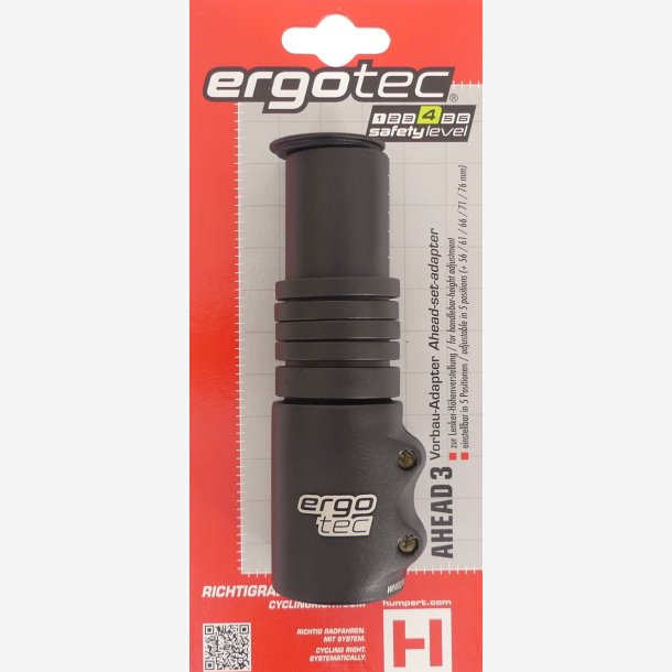 Handle Stem Extender Ergotec Ahead 3 - 1-1 / 8 "AL6061 T6 - black sandblasted