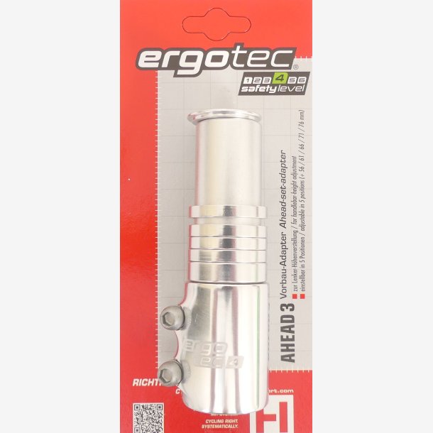 Handle Stem Extender Ergotec Ahead 3 - 1-1/8" AL6061 T6 - silver