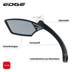 Sidespejl elcykel Edge Luxe med klemme - venstre side