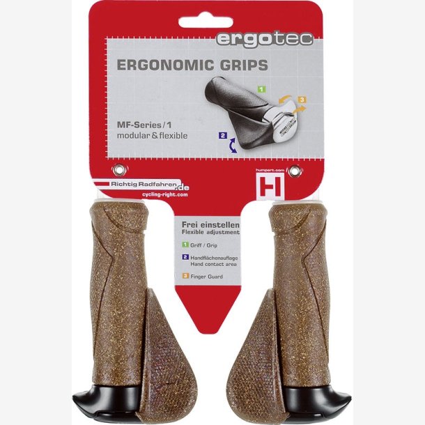 Hndtag greb Set Ergotec MF1 cork / aluminum 130 + 130 mm - brown / black