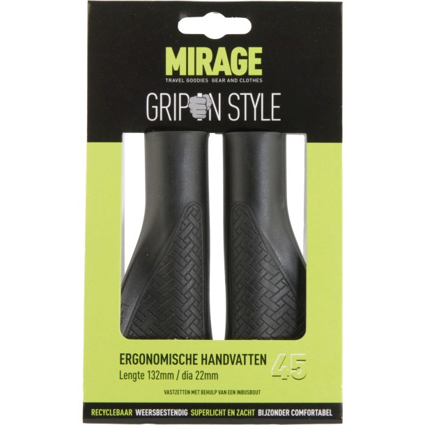 Hndtag greb set Mirage Grips in style #45 - 132/132 mm with lockring - black