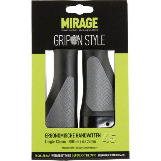 Hndtag greb set Mirage Grips in style #45 - 132/100 mm with lockring - black / grey