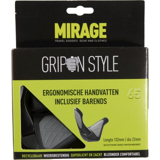 Hndtag greb set Mirage Grips in style #65 - L = 134/134 mm with barends - black