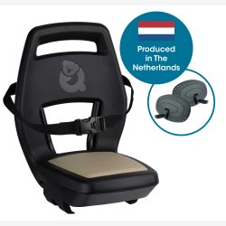 Barnestol Qibbel 6+ Junior med sikkerhedssele, fodsttter og sikkerhedsplader - khaki/sort