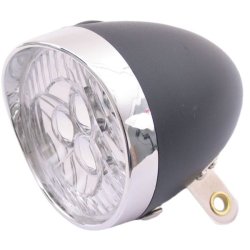 Forlygte Edge Retro Sort/Chrome - 3 Led - On/Off - batterier inkl.