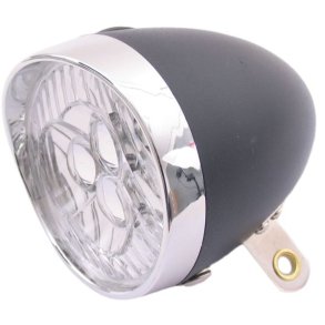 Forlygte Edge Retro Sort/Chrome - 3 Led - On/Off - batterier inkl.