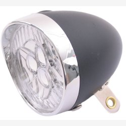 Forlygte Edge Retro Sort/Chrome - 3 Led - On/Off - batterier inkl.