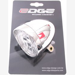 Forlygte Edge Retro Chrome 3-LED On/Off - inkl. batterier - krom